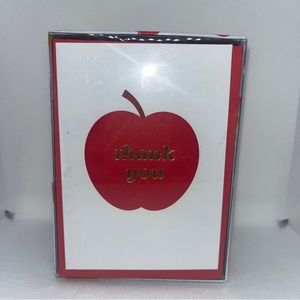 NIB-50 Thank You (5”x3.5”) Red Apple Folded Cards & Coordinating Red Envelopes.
